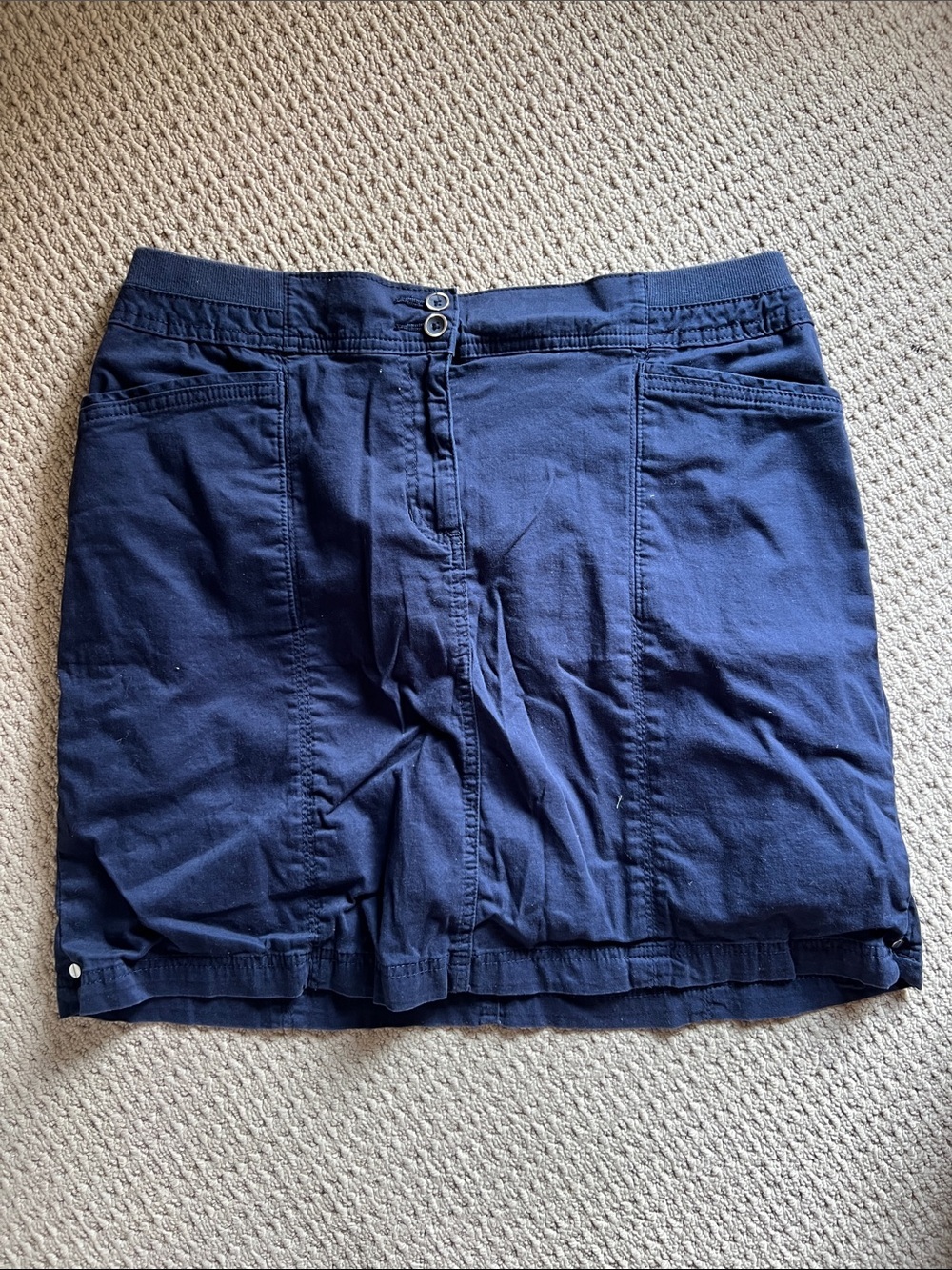 Karen Scott Dark Navy Elastic Waist Mini Skirt